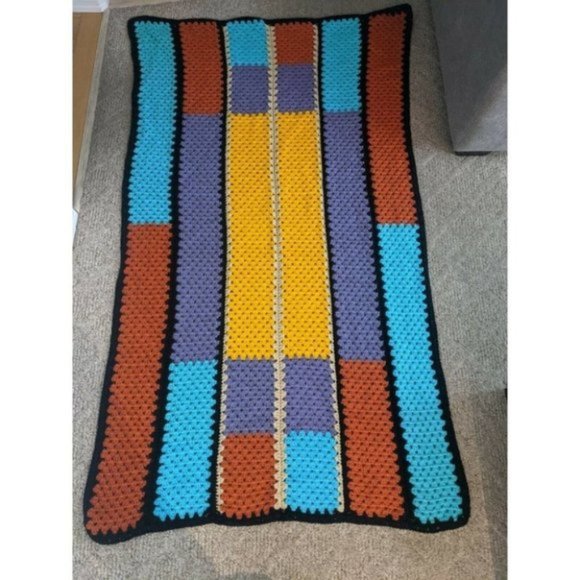Crochet Blanket Colorful Handmade - Picture 4 of 4